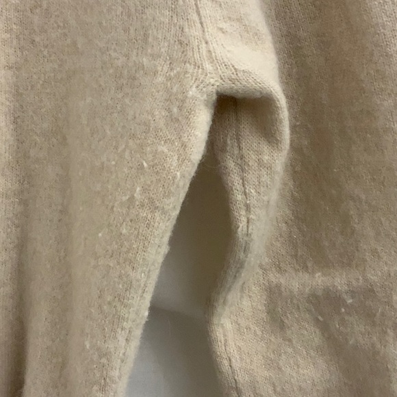 Tan Cardigan Sweater with Beaded Wheat Pattern and Lace Appliqués, Tie Belt (S) - Picture 9 of 15